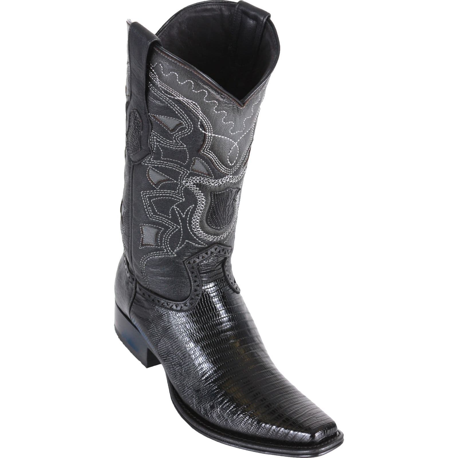 Shop Los Altos Mens European Square Toe Teju Lizard Black Cowboy Boot