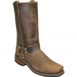 Sage Mens 12" Brown Cowhide Harness Cowboy Boot 4881