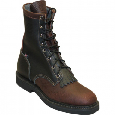 Abilene Mens 8" Burgundy Bison Black Cowhide Lacer Boot 6047