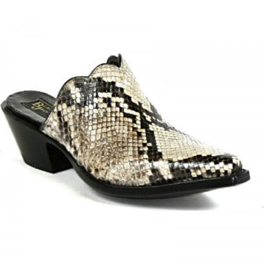 Black Jack Python Snake Belly Cut Mule Shoe 1218