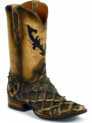 Black Jack Ceasar Inlay Design Pirarucu Fish Cowboy Boot 1731