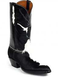 Black Jack Long Horn Inlay Hair-On Calf Cowboy Boot 329