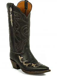 Black Jack Python Snake Classic Inlays On Vamp Swirl Cord On Tops Ranch Hand Cowboy Boot 632