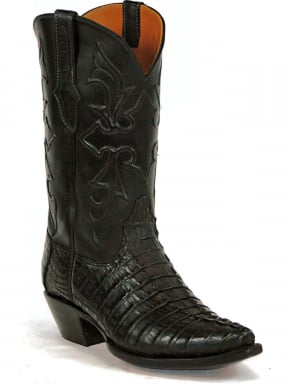 Black Jack Hueco Cord Caiman Crocodile Tail Cowboy Boot 7120-HUECO