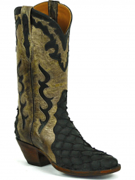 Black Jack Tribal Triad Inlays - Collar # 6 Triad Design Cowboy Boot 7129