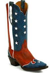 Black Jack Patriotic Design Wing Tip & Heel Foxing Cowboy Boot 8654