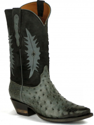 Black Jack Stefie Inlay Design Full Quill Ostrich Cowboy Boot 995