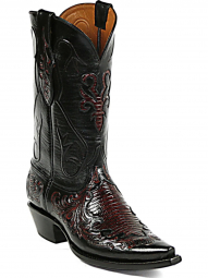 Black Jack Montana & Gibbon Inlays In Teju Lizard Craftsman Hand-Tooled Cowboy Boot HT-101