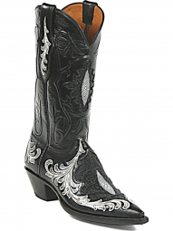 Black Jack Shield Inlay Craftsman Hand-Tooled Cowboy Boot HT-112