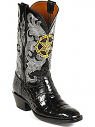 Black Jack Star Badge Design Craftsman Hand-Tooled Cowboy Boot HT-115