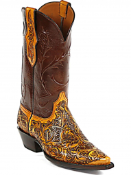 Black Jack Jason Design & Locust Cord Craftsman Hand-Tooled Cowboy Boot HT-117