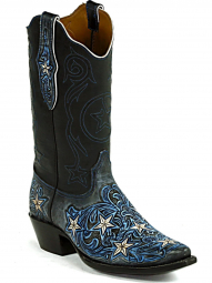 Black Jack Tri-Star Cord Craftsman Hand-Tooled Cowboy Boot HT-1403