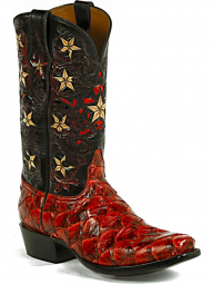 Black Jack Tooled Stars With Cut Out Craftsman Hand-Tooled Cowboy Boot HT-1407