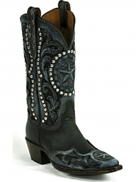 Black Jack Tooled Vintage Texas 3-D Craftsman Hand-Tooled Cowboy Boot HT-1411