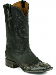 Black Jack Tri-Star Cord Craftsman Hand-Tooled Cowboy Boot HT-1415