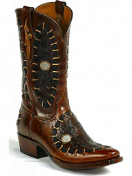 Black Jack Mandellas With Lace Craftsman Hand-Tooled Cowboy Boot HT-171