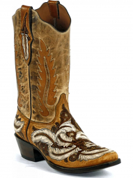 Black Jack Terlingua Inlays Craftsman Hand-Tooled Cowboy Boot HT-1803