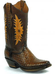 Black Jack Stefie Inlay Design Craftsman Hand-Tooled Cowboy Boot HT-1810