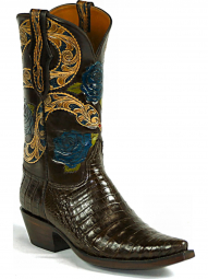 Black Jack Hand Tooled Snake I Roses Craftsman Hand-Tooled Cowboy Boot HT-181