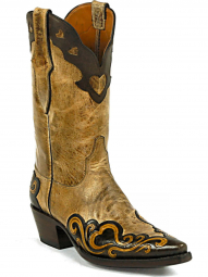 Black Jack Handtooled Custom Wing Tip, Heel Foxing & Collar Craftsman Hand-Tooled Cowboy Boot HT-187