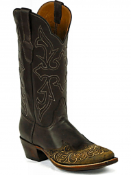 Black Jack Hueco Cording Craftsman Hand-Tooled Cowboy Boot HT-199