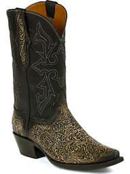 Black Jack Hueco Cording Craftsman Hand-Tooled Cowboy Boot HT-304