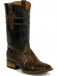 Black Jack Double Diamonds Cord Design Craftsman Hand-Tooled Cowboy Boot HT-308