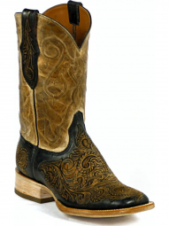 Black Jack Sunland Cord Design Craftsman Hand-Tooled Cowboy Boot HT-313