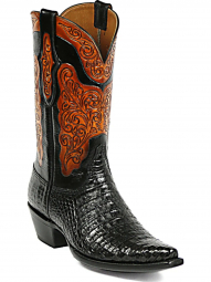 Black Jack Caiman Belly - Hand Tooled Tops Craftsman Hand-Tooled Cowboy Boot HT-91