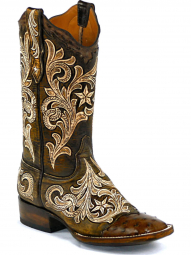 Black Jack Ranger Design Craftsman Hand-Tooled Cowboy Boot HT-93