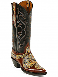 Black Jack Snake Design Vamp - Stitch # 920-2 Craftsman Hand-Tooled Cowboy Boot HT-94