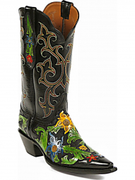 Black Jack Flowers Vamp - Billy Stitch # 2 Tops Craftsman Hand-Tooled Cowboy Boot HT-99