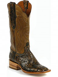 Black Jack Swirl Cord Craftsman Hand-Tooled Cowboy Boot HTP-210