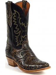 Black Jack Stitch # 327 With Chain Craftsman Hand-Tooled Cowboy Boot HTP-214