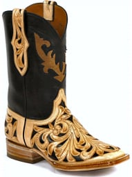 Black Jack Ceasar'S Inlay Craftsman Hand-Tooled Cowboy Boot HTP-215