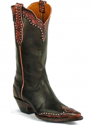 Black Jack Plain Tops With Tooled Collars Craftsman Hand-Tooled Cowboy Boot HTP-237