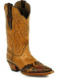 Black Jack Swirl Cord Craftsman Hand-Tooled Cowboy Boot HTR-251