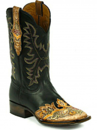 Black Jack Stitch # 327 With Chain Craftsman Hand-Tooled Cowboy Boot HTR-254