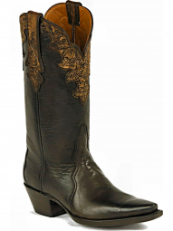 Black Jack Triad Cut With Tooled Collar Craftsman Hand-Tooled Cowboy Boot HTR-257