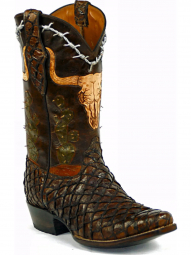 Black Jack Hand Tooled Ranchers Design Craftsman Hand-Tooled Cowboy Boot HTR-264