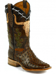 Black Jack Hand Tooled Ranchers Design Craftsman Hand-Tooled Cowboy Boot HTR-265