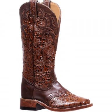 Boulet Womens Ranger Chestnut Wide Square Toe Cowgirl Boot 1062