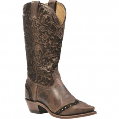 Boulet Womens Veau Barocco Tobacco Snip Toe Cowgirl Boot 1655