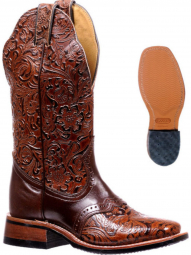 Boulet Womens Ranger Chestnut Wide Square Toe Cowgirl Boot 2050