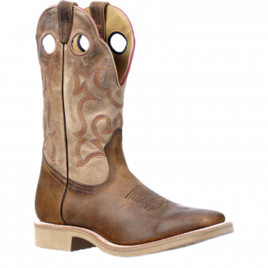 Boulet Mens Tan Hybrid Sole Wide Square Toe Stockman Heel Cowboy Boot 2900