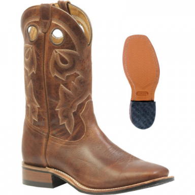 Boulet Mens Damiana Moka Wide Square Toe Cowboy Boot 3024