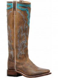 Boulet Womens West Turqueza Wide Square Toe Cowgirl Boot 6205