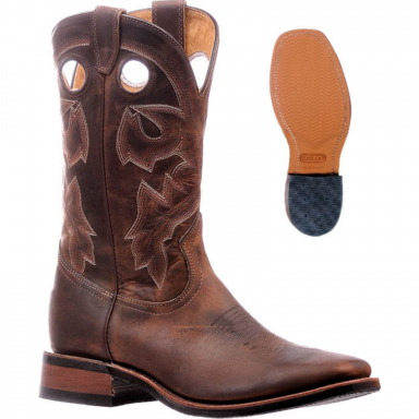 Boulet Mens Laid Back Tan Spice Wide Square Toe Cowboy Boot 6266