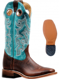 Boulet Womens West Turqueza Wide Square Toe Cowgirl Boot 6320