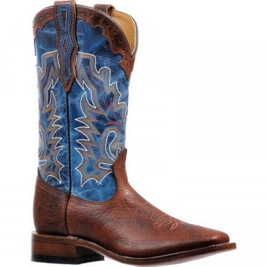 Boulet Mens Lava Electric Blue Wide Square Toe Cowboy Boot 6326